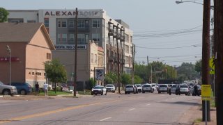 Dallas police investigate a report of gunfire near Washington and Ross avenues, Sept. 2, 2021.