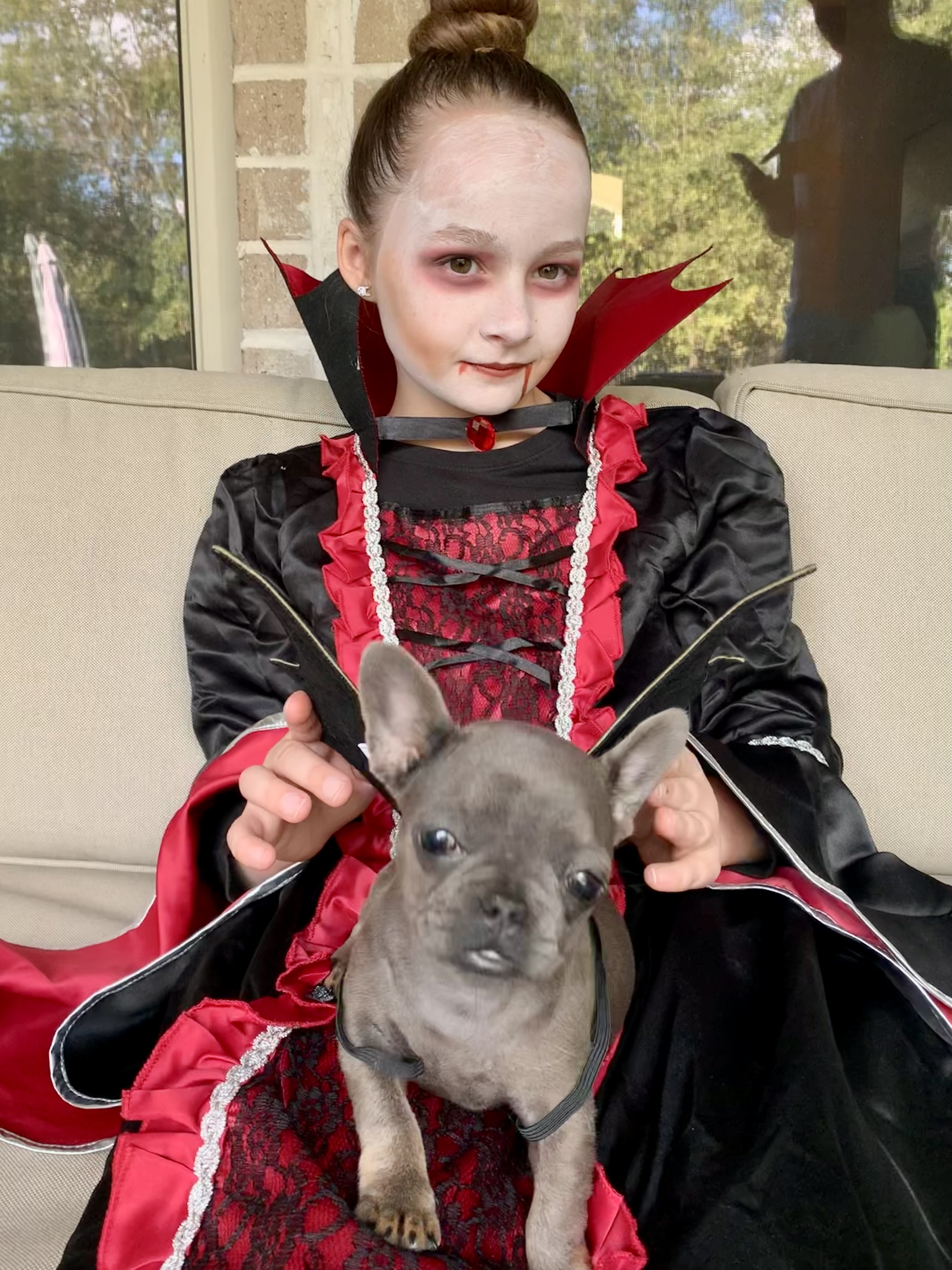 Wanted to share Katie the vampire and her tiny vampire bat Rosie. We just adopted Rosie about a week ago. She is a whopping 3 pounds of determination. Born at old 3 oz she’s a fighter. We love her to pieces!   Big sister Cookie Crumbs adoption story was also once featured on NBC DFW too.