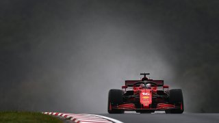 Charles Leclerc of Monaco driving the (16) Scuderia Ferrari SF21 on his way to the grid before the F1 Grand Prix of Turkey at Intercity Istanbul Park on October 10, 2021 in Istanbul, Turkey.