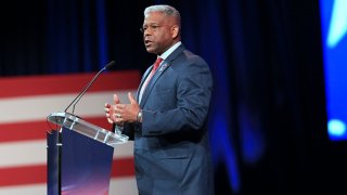 FILE: Allen West, Republican gubernatorial candidate for Texas, speaks during the Conservative Political Action Conference in Dallas, Texas on Sunday, July 11, 2021.
