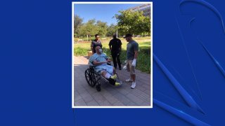 A Dallas firefighter injured in last month's apartment explosion has been released from the hospital and is now recovering at a rehab facility.
