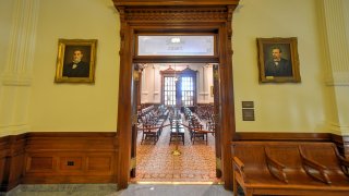 Supreme Court entrance in the state capitol of Texas in Austin.