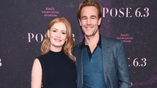 James Van Der Beek (R) and wife Kimberly Brook