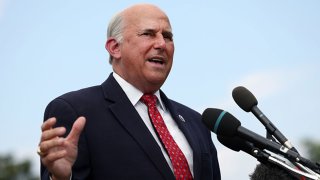 U.S. Rep. Louie Gohmert (R-TX) speaks at a news conference on the infrastructure bill with fellow members of the House Freedom Caucus, outside the Capitol Building on Aug. 23, 2021 in Washington, DC. The group criticized the bill for being too expensive and for supporting special interests.