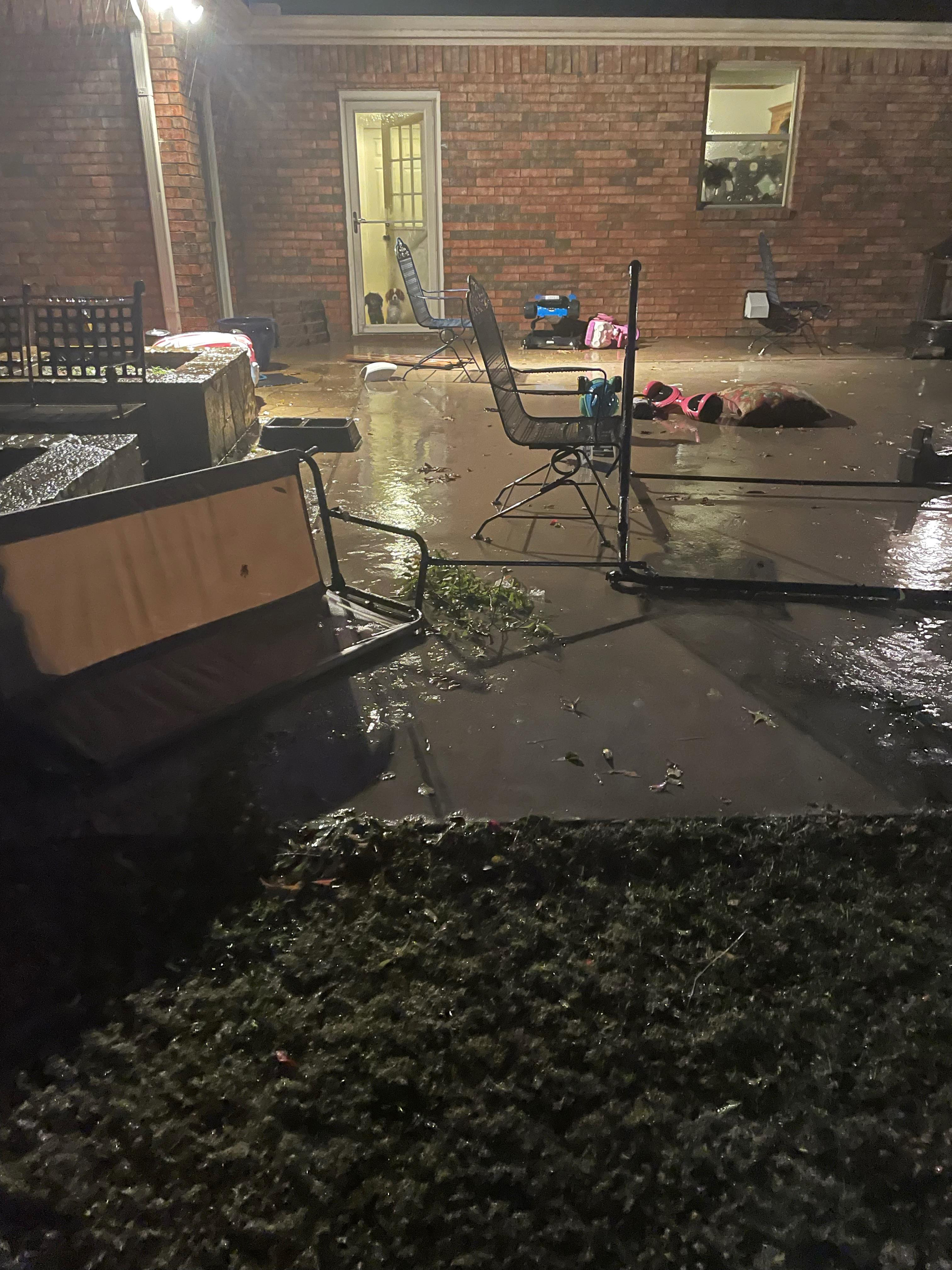 Storm Damage in St. Paul<br />
Our trampoline blew into our neighbors house, the fort and swing set is distorted and bench swing is just twisted metal pieces.