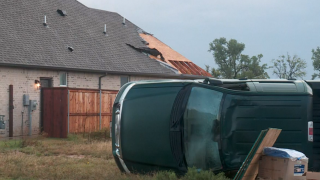 Tornado damage in Mustang, Oklahoma on Oct. 13, 2021.
