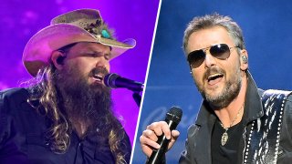 Country singers Chris Stapleton, left, and Eric Church, right, will vie for prizes in the same five categories in this year's CMA Awards.