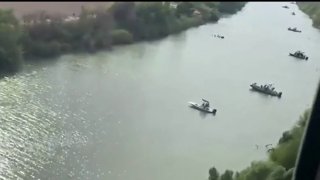 Boats in the Rio Grande as part of Operation Lone Star.