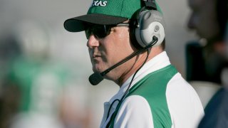North Texas head football coach Todd Dodge watches the action against Tulsa in Denton, Texas, on Saturday, September 6, 2008. (Photo by Stewart F. House/Fort Worth Star-Telegram/Tribune News Service via Getty Images)