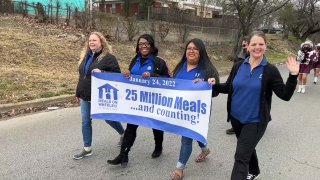 A parade marched through the streets of Northside Fort Worth Monday morning to celebrate Meals on Wheels of Tarrant County serving its 25 millionth meal.