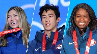From left: Team USA's Chloe Kim, Nathan Chen and Erin Jackson.
