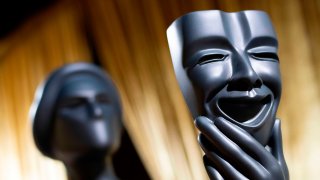 View of the “Actor” statue at the 25th Annual Screen Actors Guild Awards preparations at The Shrine Auditorium, in Los Angeles, California, on January 26, 2019. (Photo by VALERIE MACON / AFP)        (Photo credit should read VALERIE MACON/AFP via Getty Images)