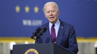 President Joe Biden speaks during a tour of the Ford Rouge Electric Vehicle Center, in Dearborn, Michigan on May 18, 2021.