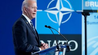 President Joe Biden speaks during a news conference at the NATO summit at NATO headquarters in Brussels, Monday, June 14, 2021.