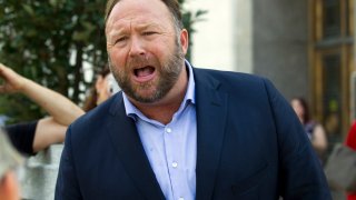 Alex Jones, "infowars" host, speaks outside of the Dirksen building of Capitol Hill in Washington