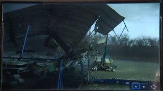 New video shows the power of Monday's storm. You can see as the wind lifts up a dock at the Benbrook Lake Marina and sends it crashing into the water. The storm damaged the dock and also some boats.