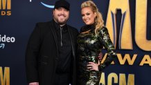 Mitchell Tenpenny and Meghan Patrick attend the 57th Academy of Country Music Awards at Allegiant Stadium on March 07, 2022 in Las Vegas, Nevada.