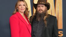 Morgane Stapleton and Chris Stapleton attend the 57th Academy of Country Music Awards at Allegiant Stadium on March 07, 2022 in Las Vegas, Nevada.