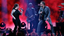 Ashley McBryde and Eric Church perform onstage during the 57th Academy of Country Music Awards at Allegiant Stadium on March 07, 2022 in Las Vegas, Nevada.