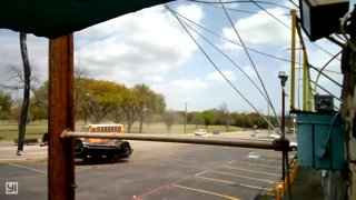Dallas police took seven juveniles into custody at the end of a police chase when the truck the juveniles were driving hit a Dallas ISD school bus.