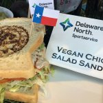 A classic chicken salad sandwich - but with vegan "chicken." Served with Terra Chips and sliced vegan bread. Available at the concession locations at Sections 101 and 205.