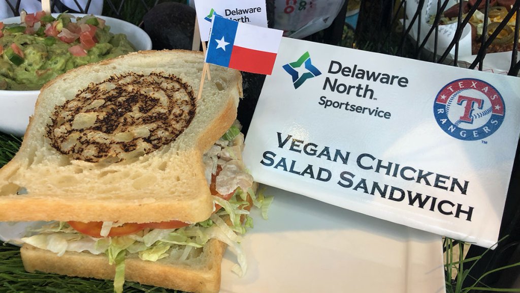 A classic chicken salad sandwich - but with vegan "chicken." Served with Terra Chips and sliced vegan bread. Available at the concession locations at Sections 101 and 205.