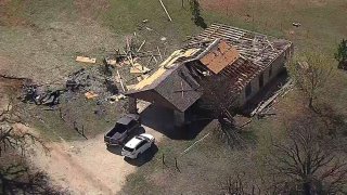 Storm damage in Egan, Texas, April 5, 2022.