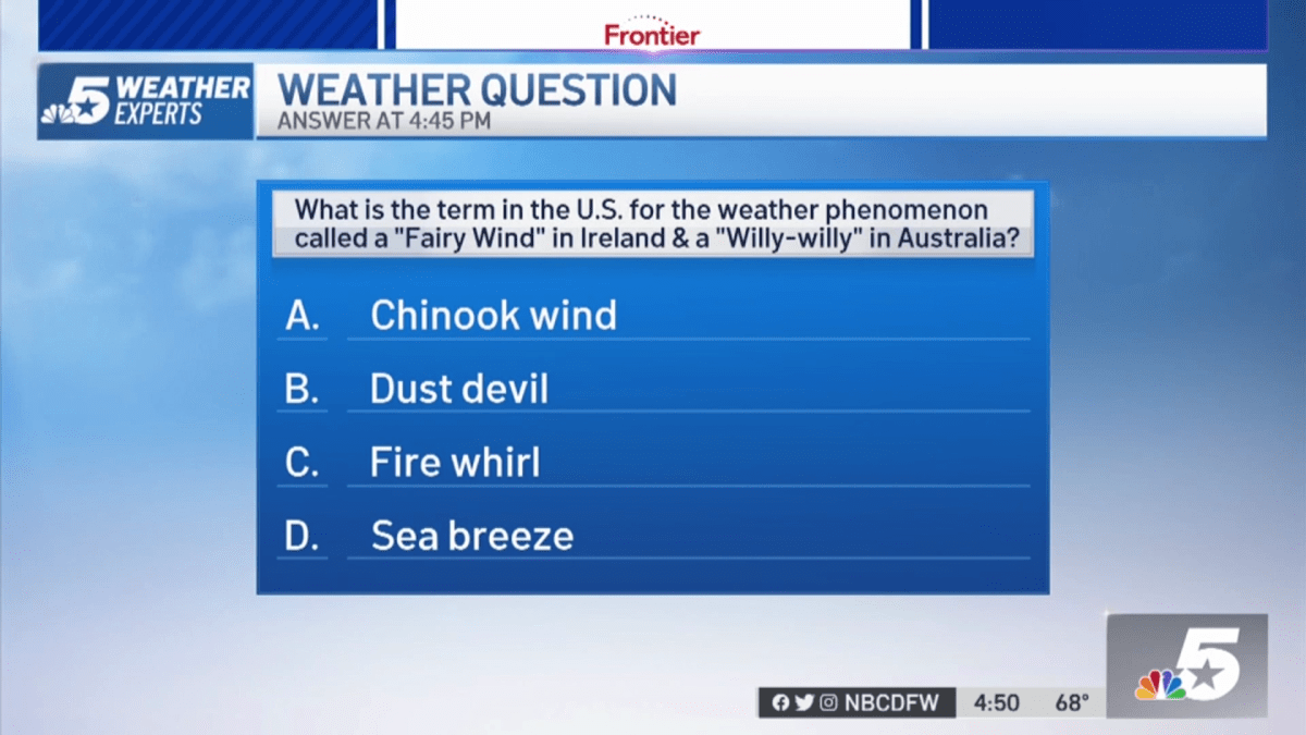 Weather Quiz Fairy Wind and WillyWilly NBC 5 DallasFort Worth