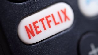 The Netflix logo is seen on a TV remote controller, in this illustration taken January 20, 2022.