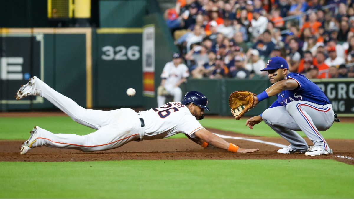 Houston Astros center fielder Jose Siri (26) bats in the bottom of