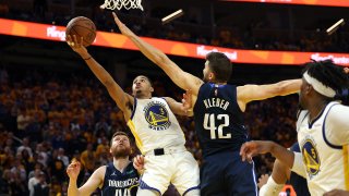 SAN FRANCISCO, CALIFORNIA – MAY 20: Jordan Poole #3 of the Golden State Warriors drives to the basket against Maxi Kleber #42 of the Dallas Mavericks during the fourth quarter in Game Two of the 2022 NBA Playoffs Western Conference Finals at Chase Center on May 20, 2022 in San Francisco, California.