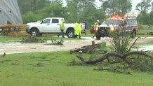Storm damage in Rusk County, Texas, May 5, 2022.