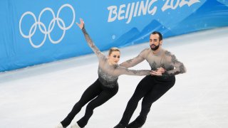 Ashley Cain-Gribble and Timothy Leduc of Team United States skate during the Pair Skating Free Skating on Day 15 of the Beijing 2022 Winter Olympic Games at Capital Indoor Stadium on February 19, 2022 in Beijing, China.