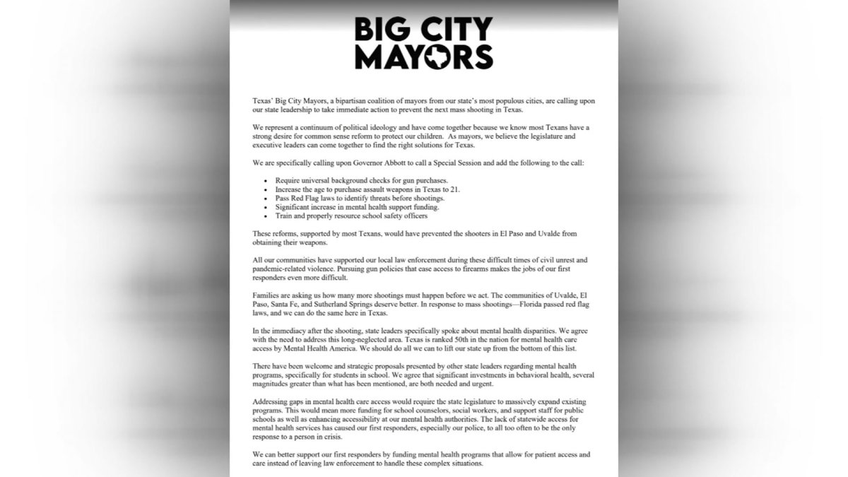 Texas Mayors Call for a Special Session to Address Guns and Mental Health - Vimarsana News