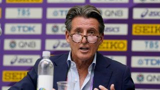 World Athletics President Sebastian Coe speaks during a news conference before the World Athletics Championships Thursday, July 14, 2022, in Eugene, Ore.