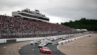 Kevin Harvick, driver of the #4 Busch Light Apple Ford, leads during the NASCAR Cup Series race at New Hampshire Motor Speedway on July 18, 2021 in Loudon, New Hampshire. (Getty Images)