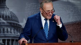 U.S. Senate Majority Leader Chuck Schumer (D-NY) speaks to the media after the 51-50 vote passed the “Inflation Reduction Act of 2022” on Capitol Hill in Washington, D.C., U.S. August 7, 2022. 