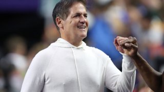Mark Cuban, owner of the Dallas Mavericks, attends the FIBA EuroBasket 2022 match between Slovenia and Lithuania at Lanxess Arena on September 01, 2022 in Cologne, Germany.