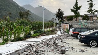 This photo shows the aftermath of a 6.6-magnitude earthquake in Hailuogou in China's southwestern Sichuan province on September 5, 2022.