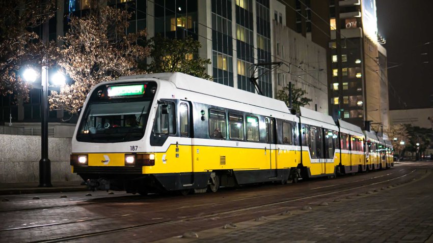 Dallas, Texas / USA – November 8 2019 : Dallas Dart Train During The Night