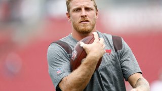 Cole Beasley #15 of the Tampa Bay Buccaneers warms up prior to the game against the Green Bay Packers at Raymond James Stadium on September 25, 2022 in Tampa, Florida.