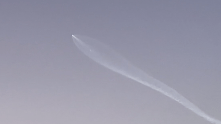 Spacex rocket launch shoots across night sky