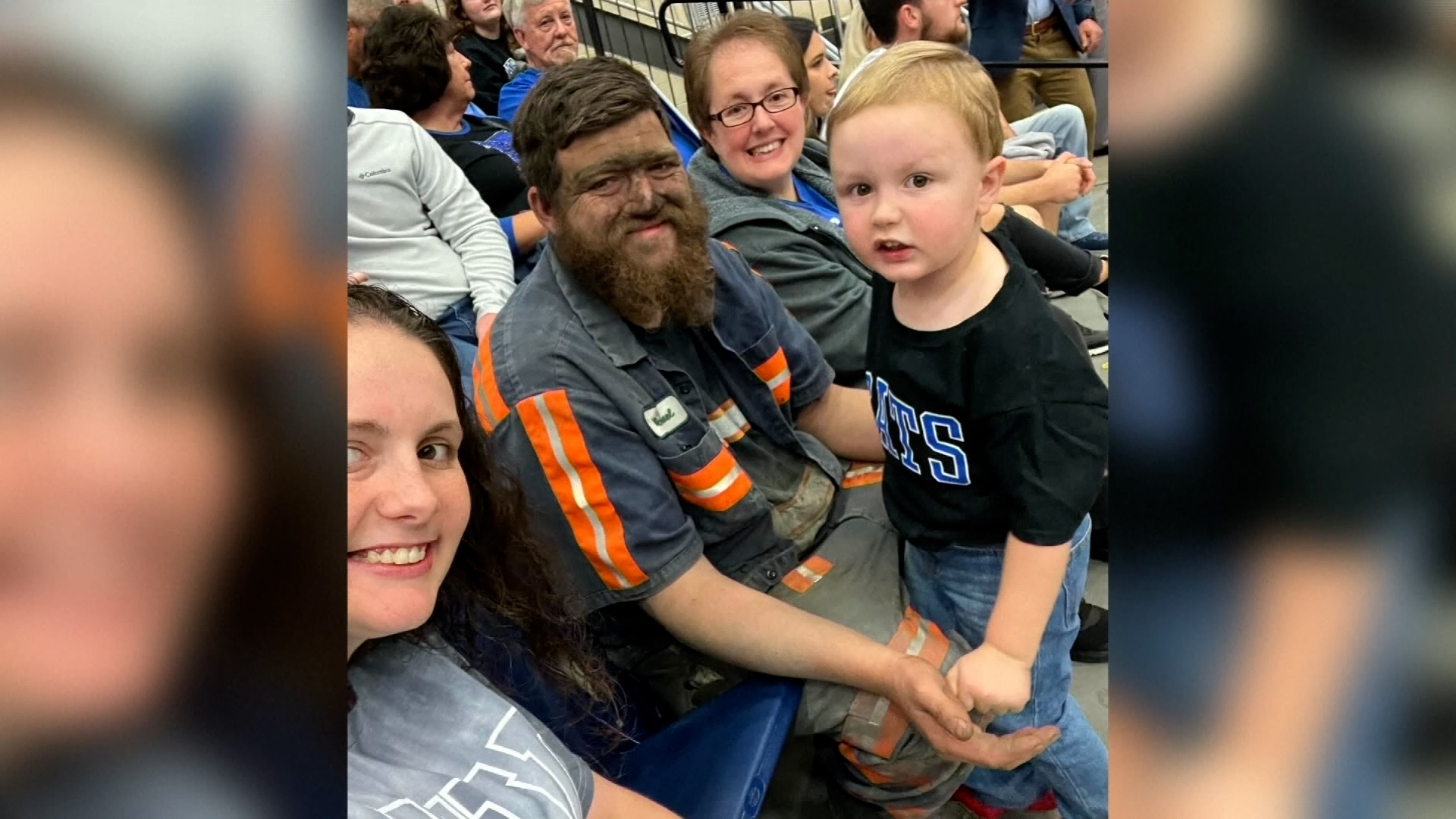 A Photo of a Coal Miner Dad Covered in Soot With His Son at Basketball