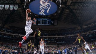 Luka Doncic #77 of the Dallas Mavericks drives to the basket during the game against the Utah Jazz on November 2, 2022 at the American Airlines Center in Dallas, Texas.