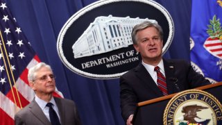 Attorney General Merrick Garland And FBI Director Christopher Wray Announce National Security Cases