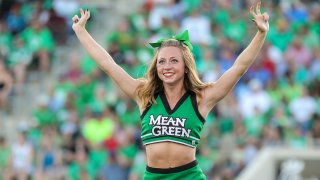 North Texas Mean Green cheerleader during a game at Apogee Stadium in Denton, TX.