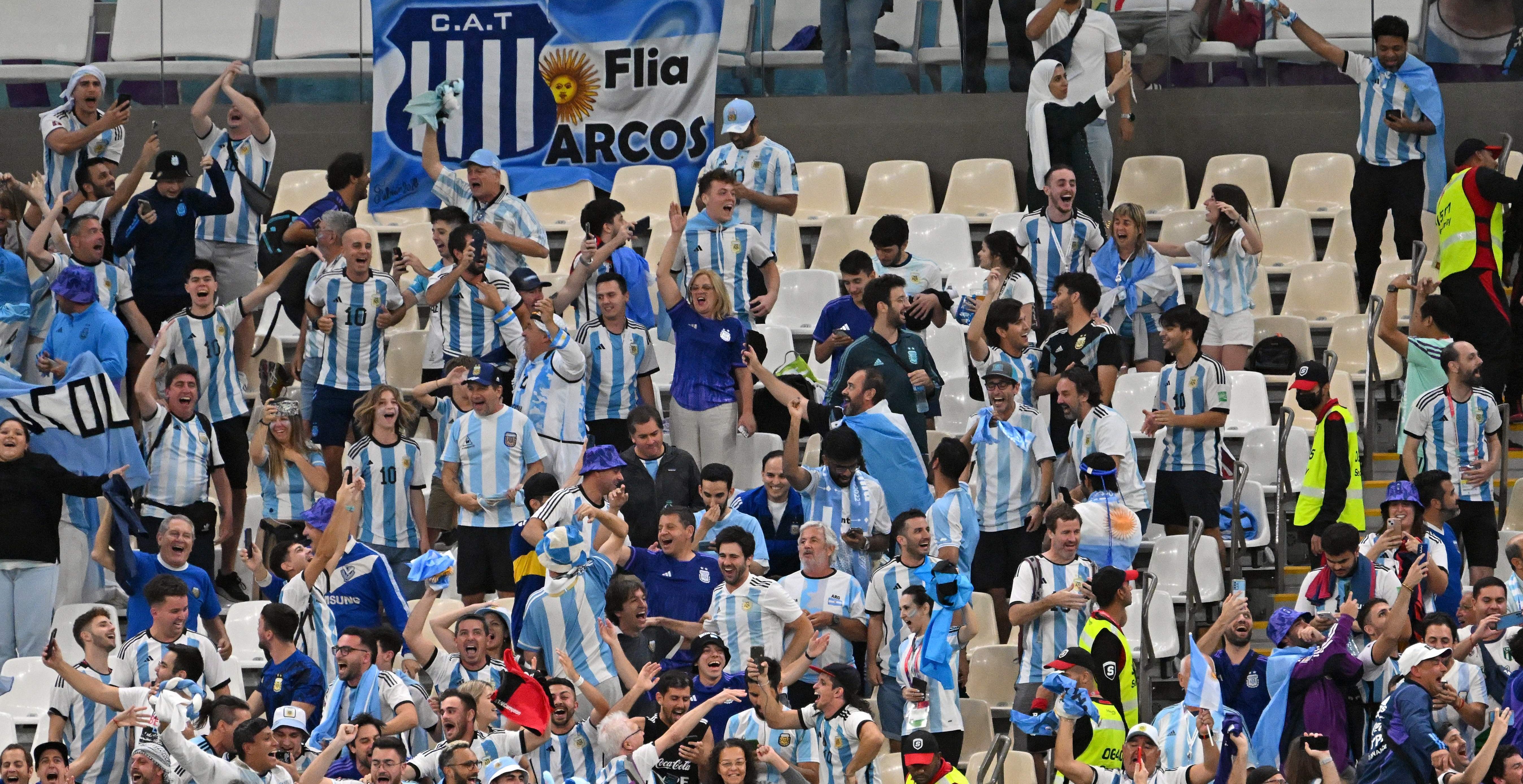 Argentine Fans in Lusail Stadium Celebrate Brazil's World Cup Loss
