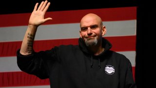 FILE - John Fetterman arrives for an election night party on Nov. 9, 2022, in Pittsburgh, Pennsylvania.