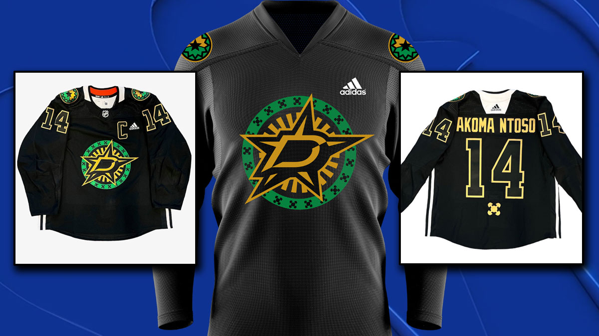 Dallas Stars 2023 Black History Month warmup jerseys, designed by