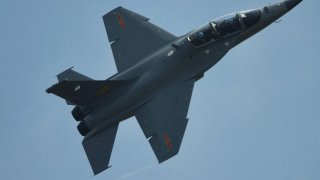 China’s air force shows off its L15 Falcon trainer at the Zhuhai Air Show in 2022. The country has a deal to export the aircraft to the United Arab Emirates.
